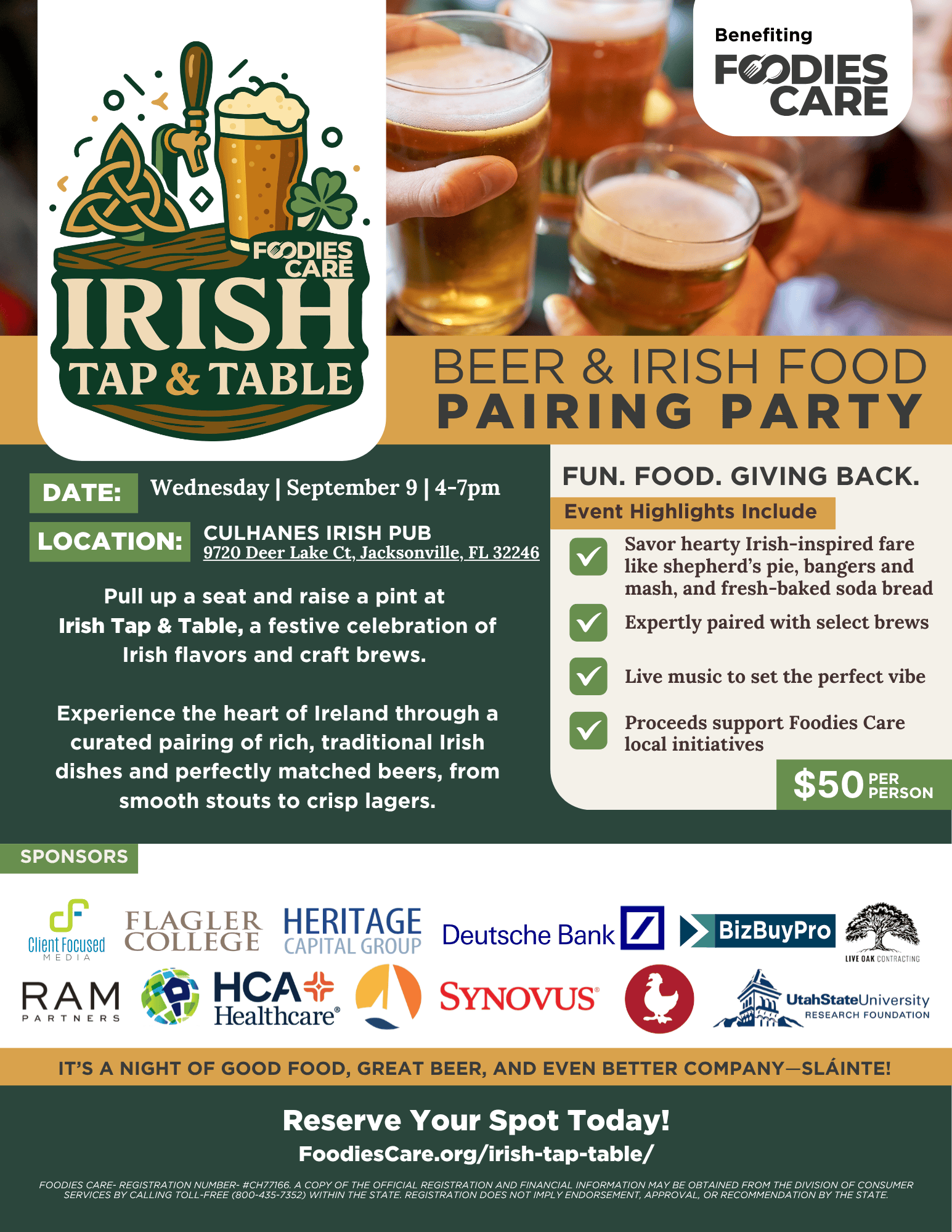 Irish Tap and Table at Culhanes - Flyer