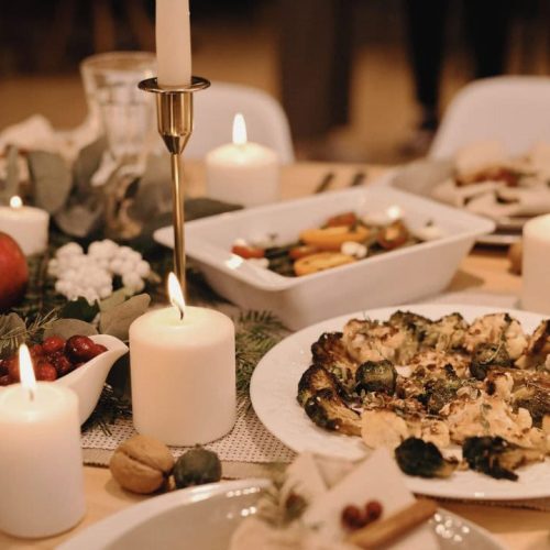 A closeup of food on a table